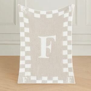 Styled Collection Monogram Initial “F”‎ Baby Nursery Stroller Blanket Taupe NEW